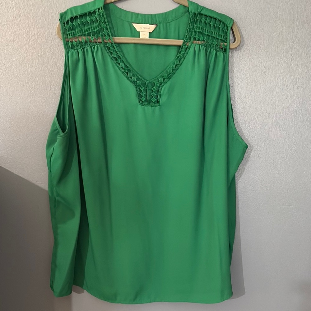 CJ Banks Green Sleeveless Tank Top